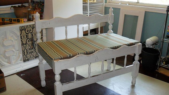 twin bed to bench, outdoor furniture, painted furniture, repurposing upcycling, This is the bench before painting