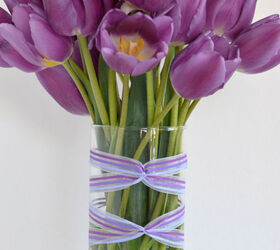 a ribbon wrapped vase, crafts