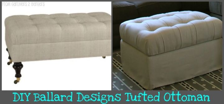 ballard ottoman knock off outdated ottoman rehab w drop cloth tufting tutorial, painted furniture, reupholster