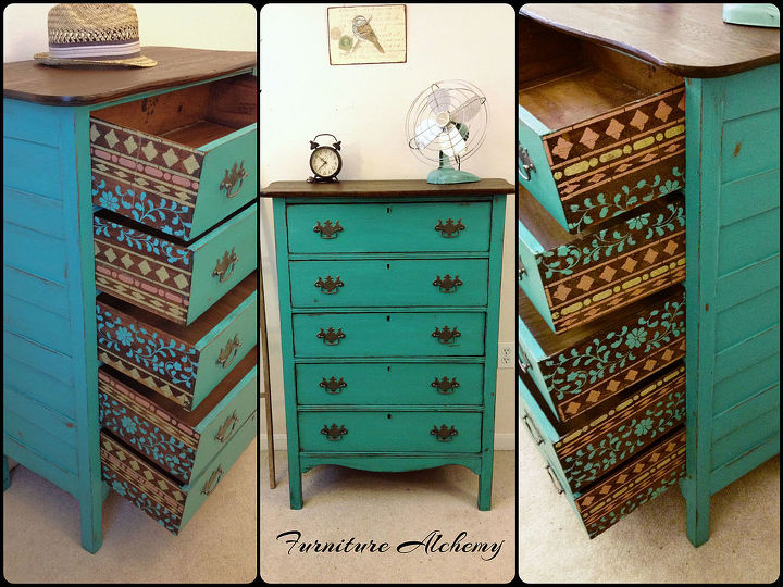 indian inspired antique dresser makeover