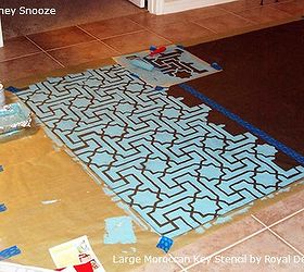 how to stencil moroccan inspired pattern ideas for curtains, home decor, painted furniture, reupholster, window treatments, Laying the curtain on the floor is a must and makes the project a lot easier