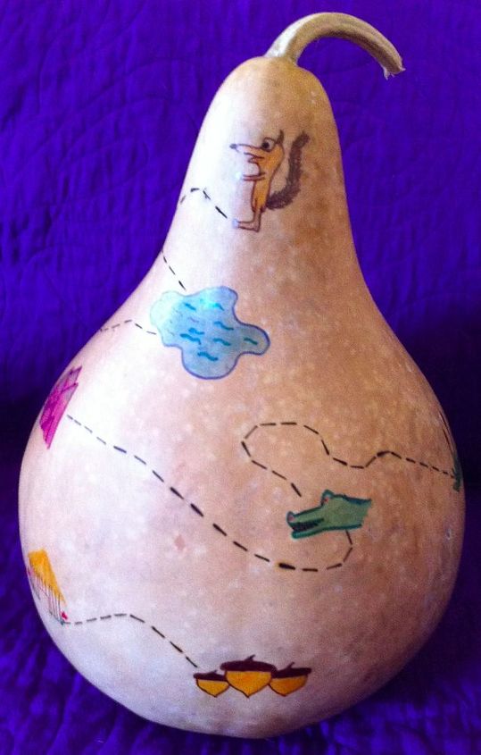a puzzle of a gourd, crafts, I used colored Sharpie markers to draw the pictures