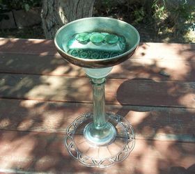 upcycled glass projects, repurposing upcycling, Bird Feeder made from old ashtray