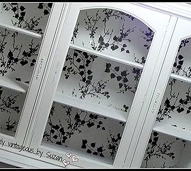 painted and wallpapered hutch, chalk paint, painted furniture