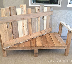 make an outdoor pallet sofa that s comfy and cute, home decor, outdoor furniture, outdoor living, painted furniture, pallet, patio, The base was then planked up as well as a separate piece for the backer board Since this sofa stays put the backing simply leans on the house