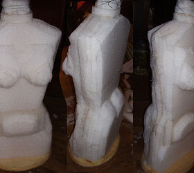 make your own dress form or mannequin, three sided view of roughed in form shape