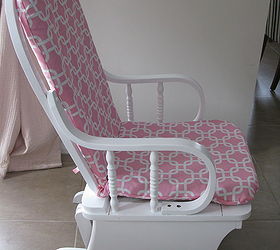 revamped rocker glider chair for baby nursery, painted furniture, All done and pretty in pink ready for a baby girls nursery