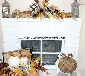 rustic fall mantel and antique carpenters tool box, repurposing upcycling, seasonal holiday d cor, Decorating with burlap and rustic items creating a Fall Mantel in all naturals
