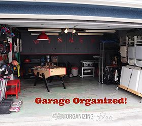 organized garage turned rec room, entertainment rec rooms, garages, organizing