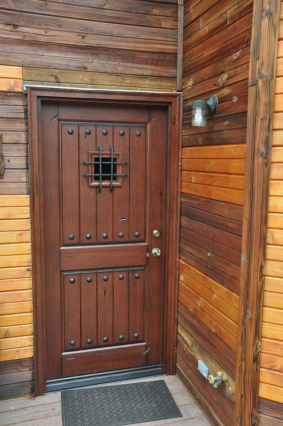 new heavy mahogany door with a cool speak easy window, doors, woodworking projects, I just love the little speak easy door