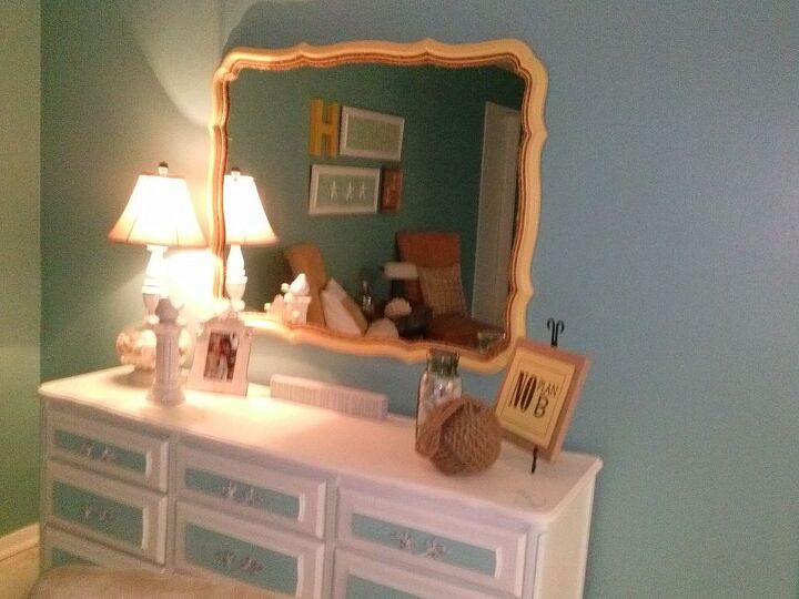 nautical mirror re do, painted furniture, repurposing upcycling, My beachy nautical dining room mirror