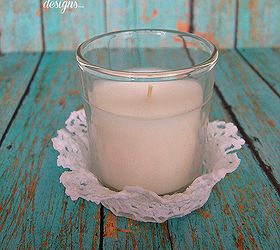 how to create an adorable spring flower votive, crafts, flowers, Just nestle the votive in the doily flower for a simple look