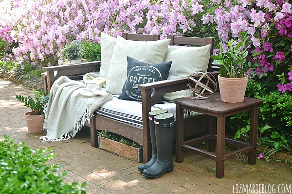 spring brick patio, gardening, outdoor furniture, outdoor living, patio