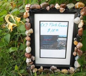 my lake superior rock collection, crafts, home decor, pallet, repurposing upcycling, 5x7 photo frame black base single row rock scattered pattern available for sale