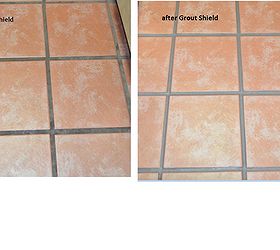 dirty grout in between tile floors and bathroom wall, bathroom ideas, flooring, home maintenance repairs, products, tile flooring, tiling, Easy to do with Grout Shield