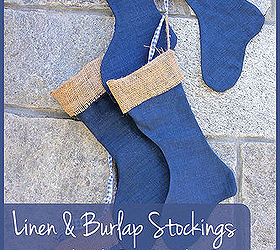 linen burlap stockings diy tutorial, christmas decorations, crafts, seasonal holiday decor