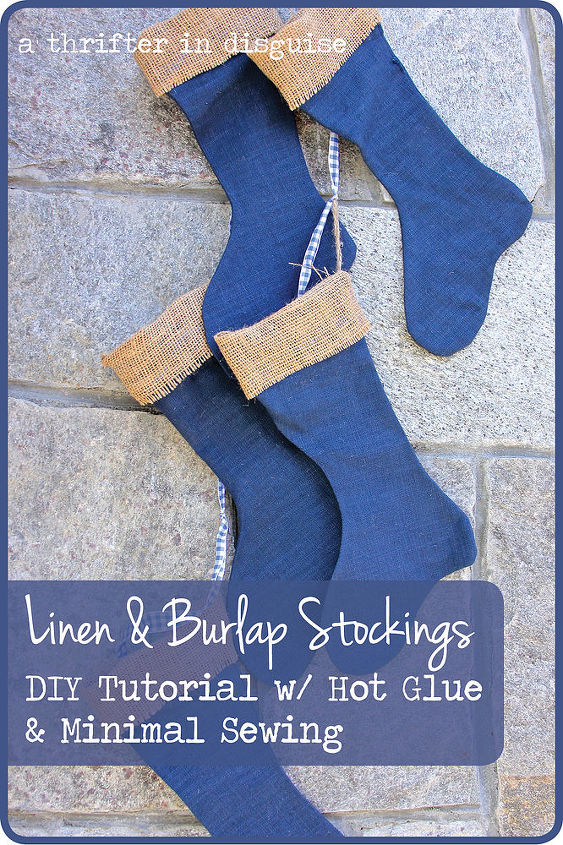 linen burlap stockings diy tutorial, christmas decorations, crafts, seasonal holiday decor