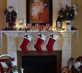 christmas on my mind, christmas decorations, fireplaces mantels, seasonal holiday decor, Last year I softened it up a bit and went with muted reds green and white dedicating it to Santa per my then 5 year old son s request