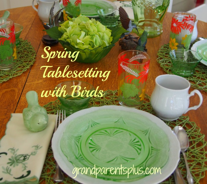 a spring tablesetting using birds, seasonal holiday d cor