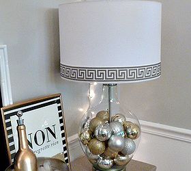 from holiday to new year s eve lamp using a fillable glass lamp, lighting, seasonal holiday decor, Here s the finished result A classy and stylish lamp ready for the holidays and New Year s Eve