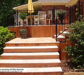 diy ideas for renovating a deck or porch, decks, diy, how to, porches, Sometimes replacing only some of the surfaces is needed These stairs have been resurfaced with tiles on a wood structure using a special system