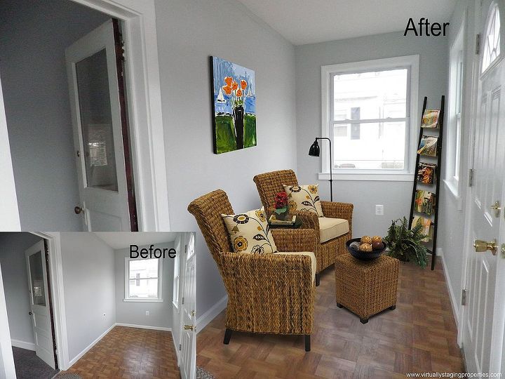 virtual staging before amp after photo of the week, real estate, The entrance to this quant little beach house Virtual staging warmed up the space instantly