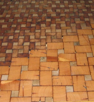 end grain cobble block wood tile flooring