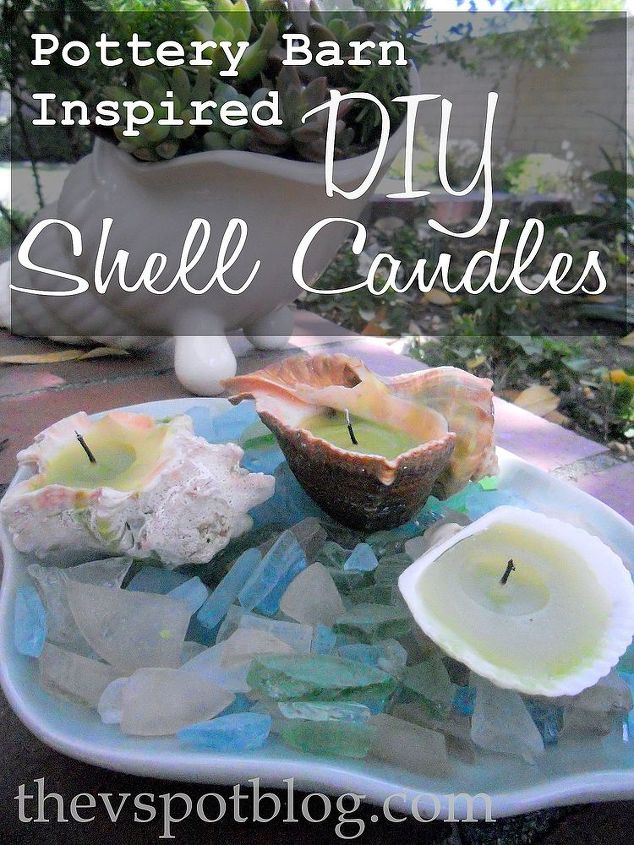 recycled candles and repurposed shells make great pottery barn inspired shell candles, crafts, repurposing upcycling, These are so easy to make