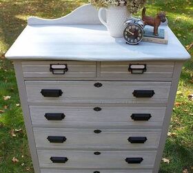 my new favorite dresser makeover, painted furniture, Paris Grey Chalk Paint by Annie Sloan on the base with Pure White dry brushed over top and sealed with clear wax