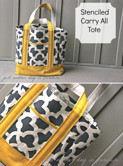 how to transform a tote bag using stencils, crafts, Zamira Stenciled Tote by Just Another Day in Paradise