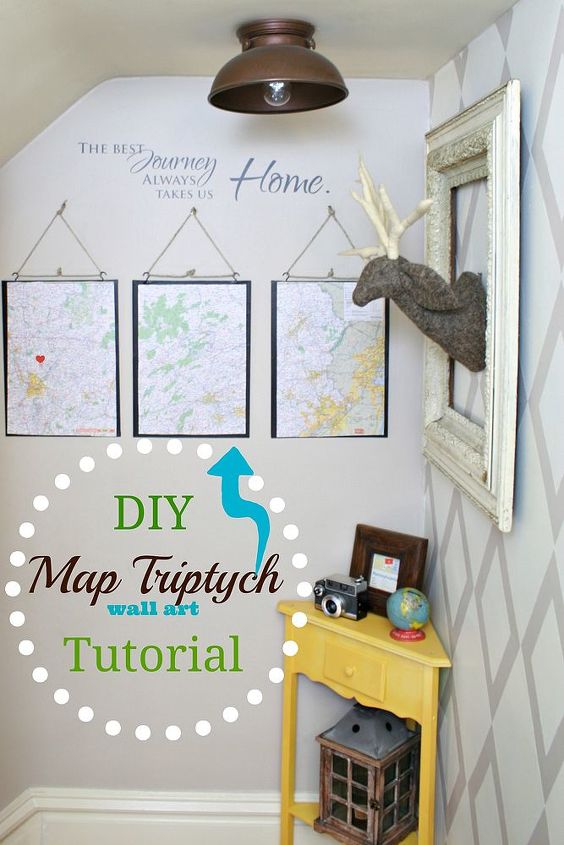 a diy map triptych representative of my home state, crafts, home decor
