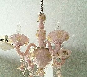 hometour to grandmother s house we go, bathroom ideas, bedroom ideas, home decor, living room ideas, repurposing upcycling, A dusty pink antique chandelier in the master bath