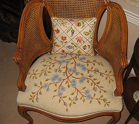 my dear mother s artwork amp sewing, crafts, Not a match but Mom needlepointed the chair seat and the pillow
