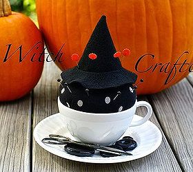 diy witch pin cushion, crafts, seasonal holiday decor, DIY tea cup pin cushion by Sew Sweet Vintage will add magic to your sewing table