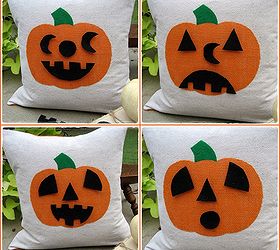 jack o lantern pillow with interchangeable faces my latest creation with the, crafts, halloween decorations, home decor, Just a few of the possible faces we can make