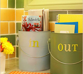 four smart ways to organize mail, organizing, Repurpose Paint Cans If you ve recently painted a room or two you probably have a couple of old paint cans lying around Use them to organize your mail Paint in or out on the cans or simply slap a sticky note on the front