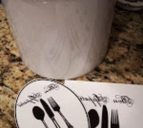 how to customize a utensil crock, crafts, repurposing upcycling, Follow the instruction on your waterslide decal paper all brands differ slightly Print the image using MIRROR IMAGE and let the ink dry thoroughly Cut to size Clean the crock with a swipe of rubbing alcohol