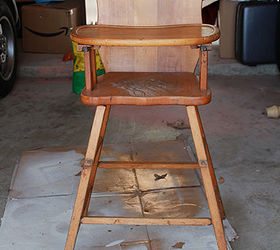 vintage wood high chair with annie sloan chalk paint, chalk paint, painted furniture, Before