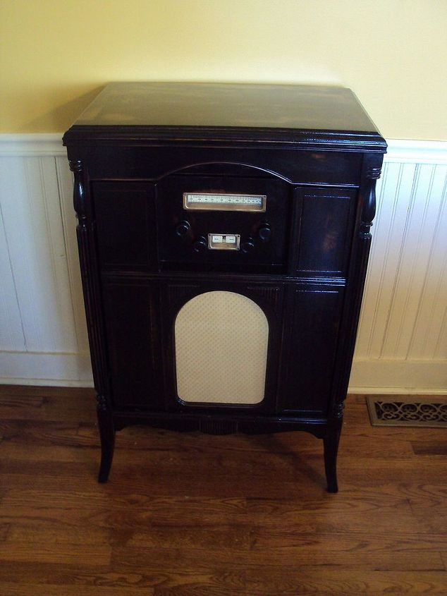 1930s radio cabinet repurposed to hold your bottles and stems, kitchen cabinets, repurposing upcycling