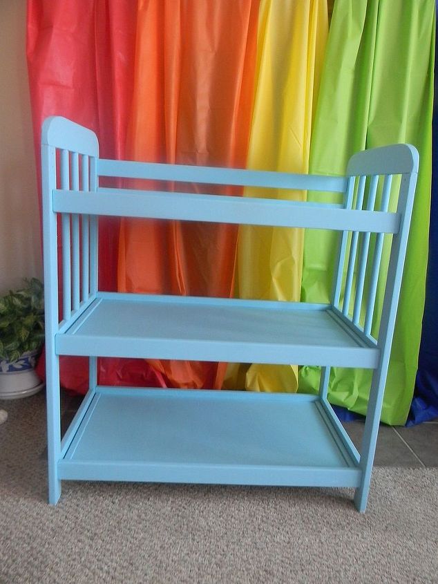 diy turn a changing table into a party table, painted furniture, repurposing upcycling, After I removed the top bar changing pad and strap I then painted a bright blue color