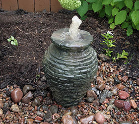 affordable diy fountains for your landscape, gardening, ponds water features, Mini stacked slate urn fountain