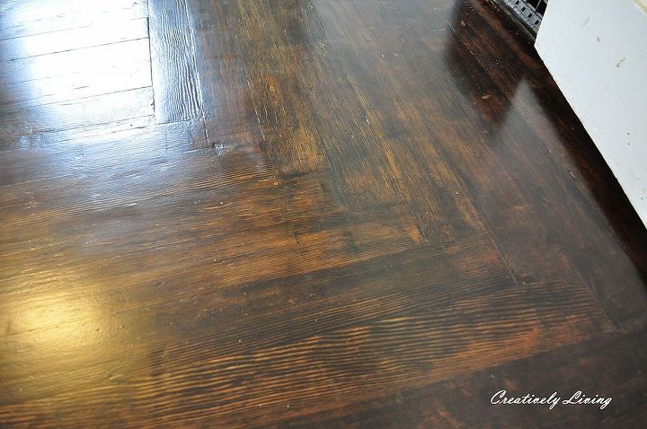 parlor floors done the jacobean ebony mix, flooring, woodworking projects, 10 Plank Herringbone corners