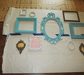 easy photo frame gallery wall tutorial, home decor, wall decor, Frames laid out on wrapping paper