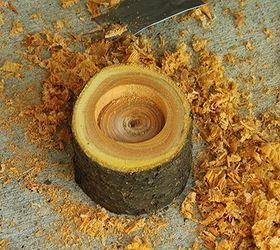 easy fall candle project, crafts, repurposing upcycling, seasonal holiday decor, tools, woodworking projects, This is what your wood slice should look like when you are done