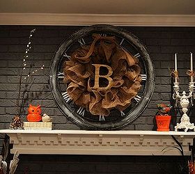 ruffled burlap wreath, chalk paint, crafts, fireplaces mantels, home decor, wreaths, Burlap Wreath Done