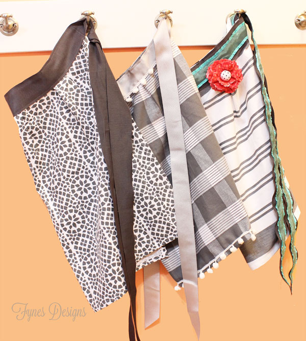 10 minute dish towel aprons, crafts, Sweet half body aprons Add a wide ribbon for a waistband