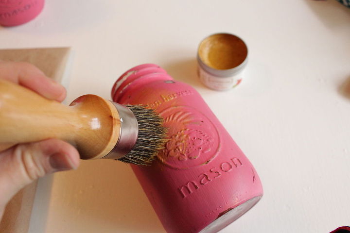 chalk painted pink and gold mason jars almost a craft fail, chalk paint, crafts, mason jars, painting