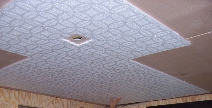 renovation of ceilings walls of bedroom in old farmhouse, Tiles look beautiful as they are installed
