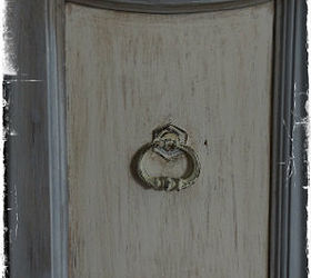 chalk paint french china hutch, chalk paint, doors, garages, home decor, painted furniture, Closeup of the door on the hutch I used AS Dark Wax to antique it