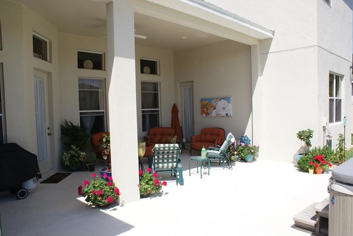 new pictures, landscape, outdoor living, Flowers by the column remove the starkness of a white house
